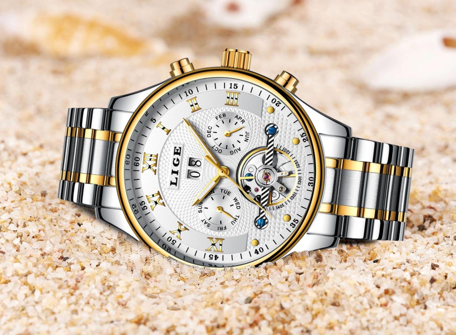 Top Luxury Brand Lige Mens Watches Men Fashion Business Automatic Watch Man Full Steel Waterproof Clock